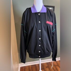 VGT Marcia Color Block Button Up Sweater Size Large Granny core